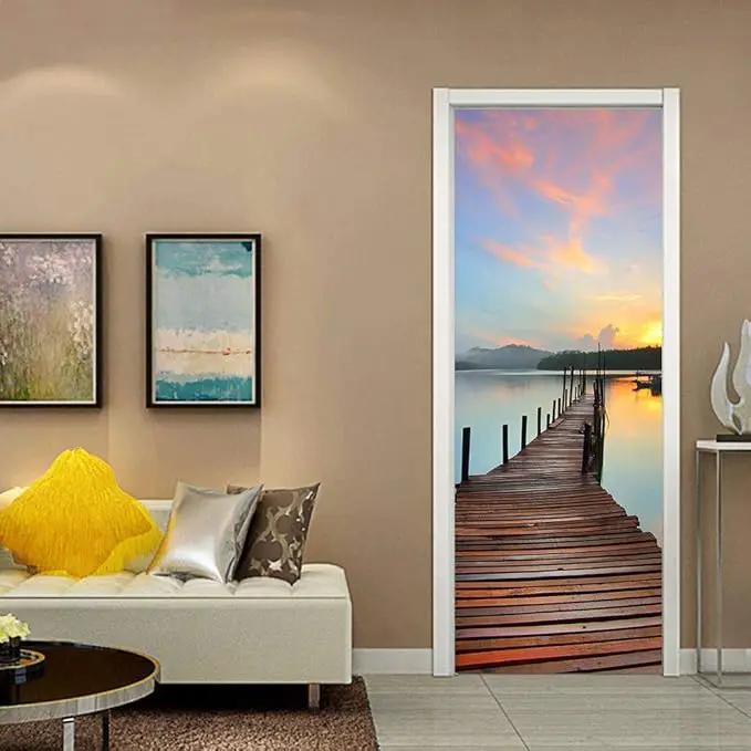 3D Peel and Stick Door Stickers Murals - PIER - Wallpaper Self-Adhesive Decals Removable PVC Waterproof Poster for Bedroom Living Room 34.6" x 78.7" by GreenHaven Gardens
