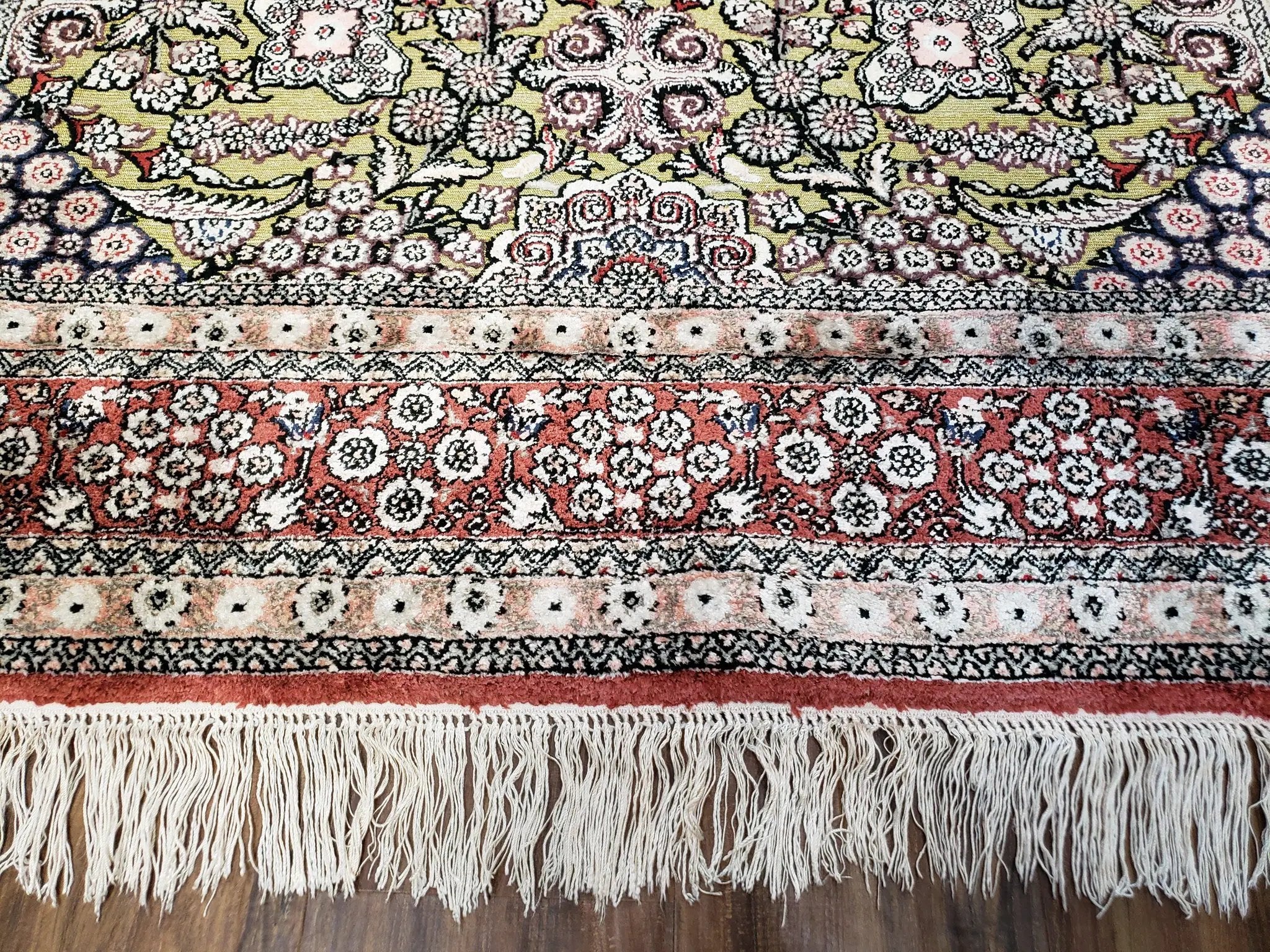 5x8 Indian Kashmiri Silk Rug with Gold Threads by Jewel Rugs