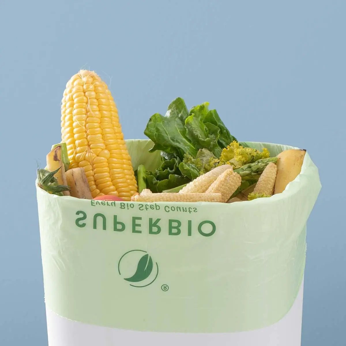 SUPERBIO 2.6 Gallon Compostable Bags, 100 Count, 2 Pack, 9.84L, Handle Tie Food Waste Bags, BPI and OK compost INDUSTRIAL Certified by GreenHaven Gardens