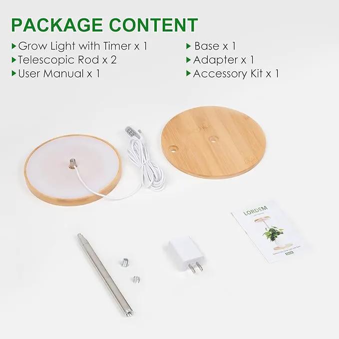 LORDEM Bamboo Grow Light, LED Plant Light for Indoor Plants Growing, Full Spectrum Bamboo Desk Growth Lamp with Automatic Timer for 4H/8H/12H, 4 Dimmable Levels, Height Adjustable by GreenHaven Gardens