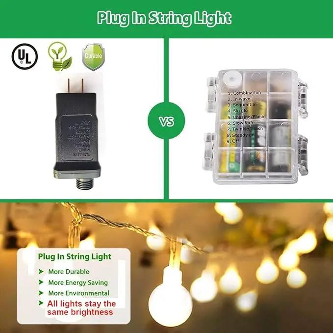 Globe String Lights Plug in 116 Ft. 200 LED 8 Modes with Remote,Waterproof Fairy String Lights for Indoor Outdoor Bedroom Party Wedding Garden Christmas Tree Decor,Warm White by GreenHaven Gardens