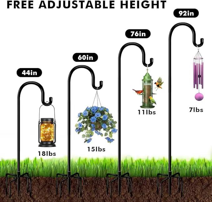 Shepherd Hooks for Bird Feeder Outdoor 44 inch, Small Heavy Duty Hummingbird Feeder Poles for Hanging Planter Basket Wind Chimes Garden Decor 2Pcs by GreenHaven Gardens