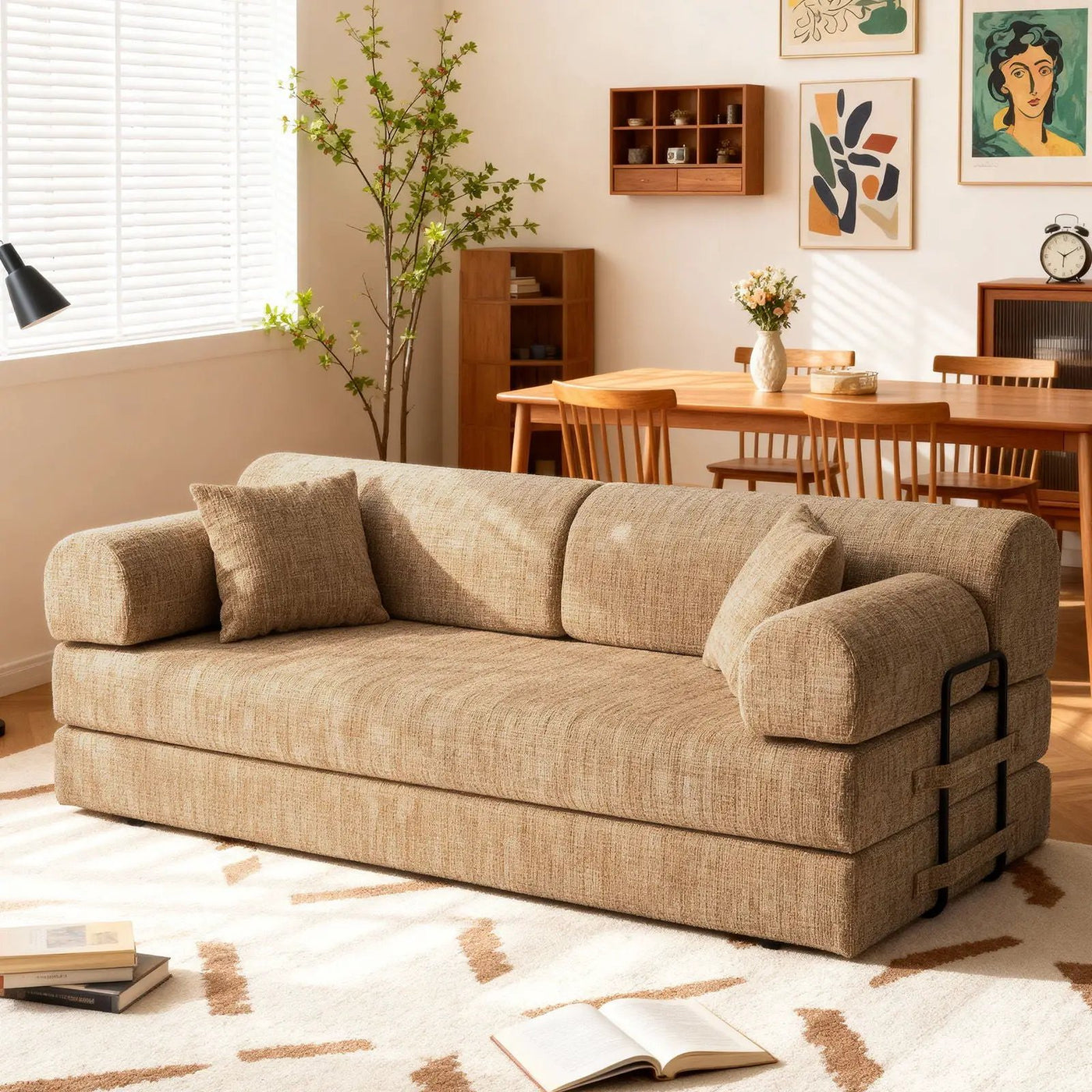Modern 2 Tone Fabric Convertible Sleeper Sofa Bed by HouseOfZazla