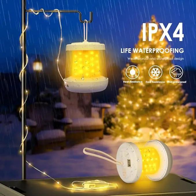 UniqueFire Portable 2 in 1 Camping Lantern，Camping String Lights Outdoor，Rechargeable LED Tent Lantern with Warm String Lights for Camping, Party, Garden and Yard Outdoor Decoration by GreenHaven Gardens