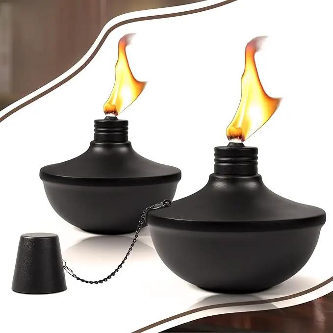 2-Pack Upgraded Tabletop Torches, 24 oz Citronella Torch Lights, Refillable Torch with Wicks, Covers, and Funnel Included - Ideal for Garden, Patio, Deck, Yard, Party, Landscape by GreenHaven Gardens