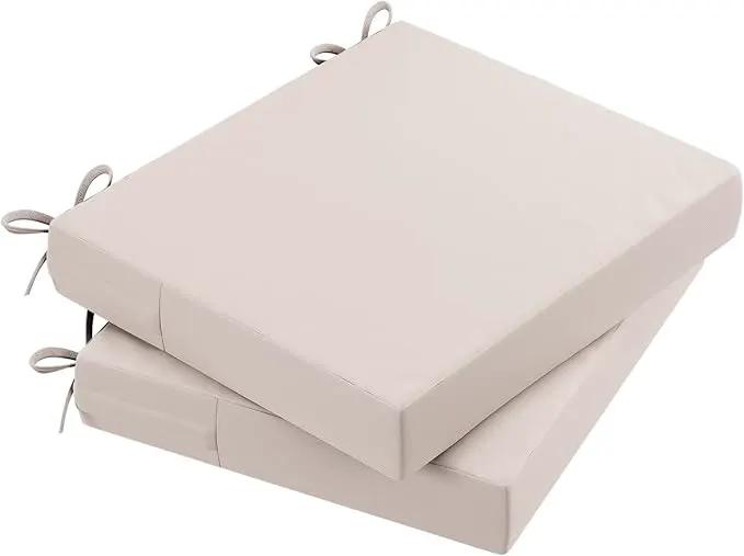AAAAAcessories Outdoor Seat Cushions for Chairs, Waterproof, Fade-Resistant Patio Furniture Replacement Cushions, 18.5" x 16" x 3", Set of 2, Khaki Beige by GreenHaven Gardens