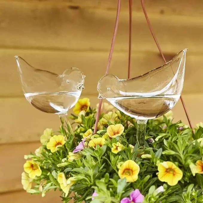 Glass Plant Watering Globes, Self Watering Globes Bird Shape, Self Watering Planter Insert, Plant Watering Devices, Automatic Plant Waterer Indoor, Watering Bulbs, 2 Pack by GreenHaven Gardens