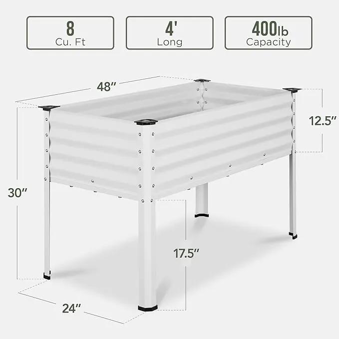 Best Choice Products 48x24x30in Galvanized Raised Garden Bed, Metal Elevated Planter Box, Vegetable Garden for Backyard, Patio, Balcony - White by GreenHaven Gardens