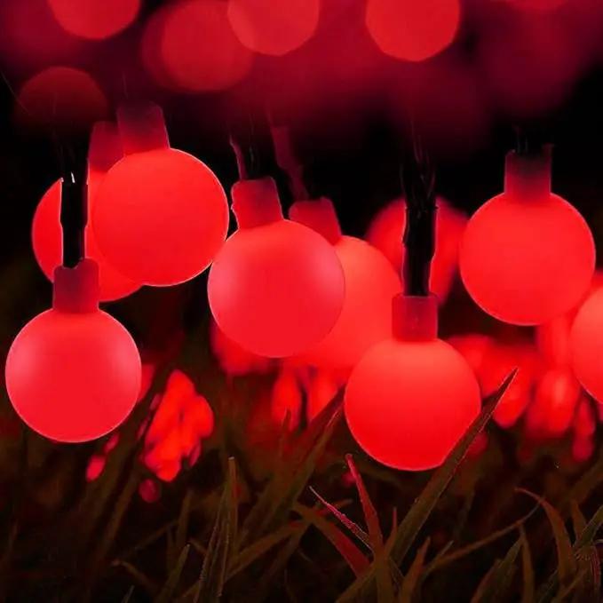 Globe Ball Fairy Lights, 50 LEDs 23ft/7M Solar Led Globe String Lights Waterproof with Two Lighting Modes for Garden Outdoor Party Christmas Decoration (Red) by GreenHaven Gardens