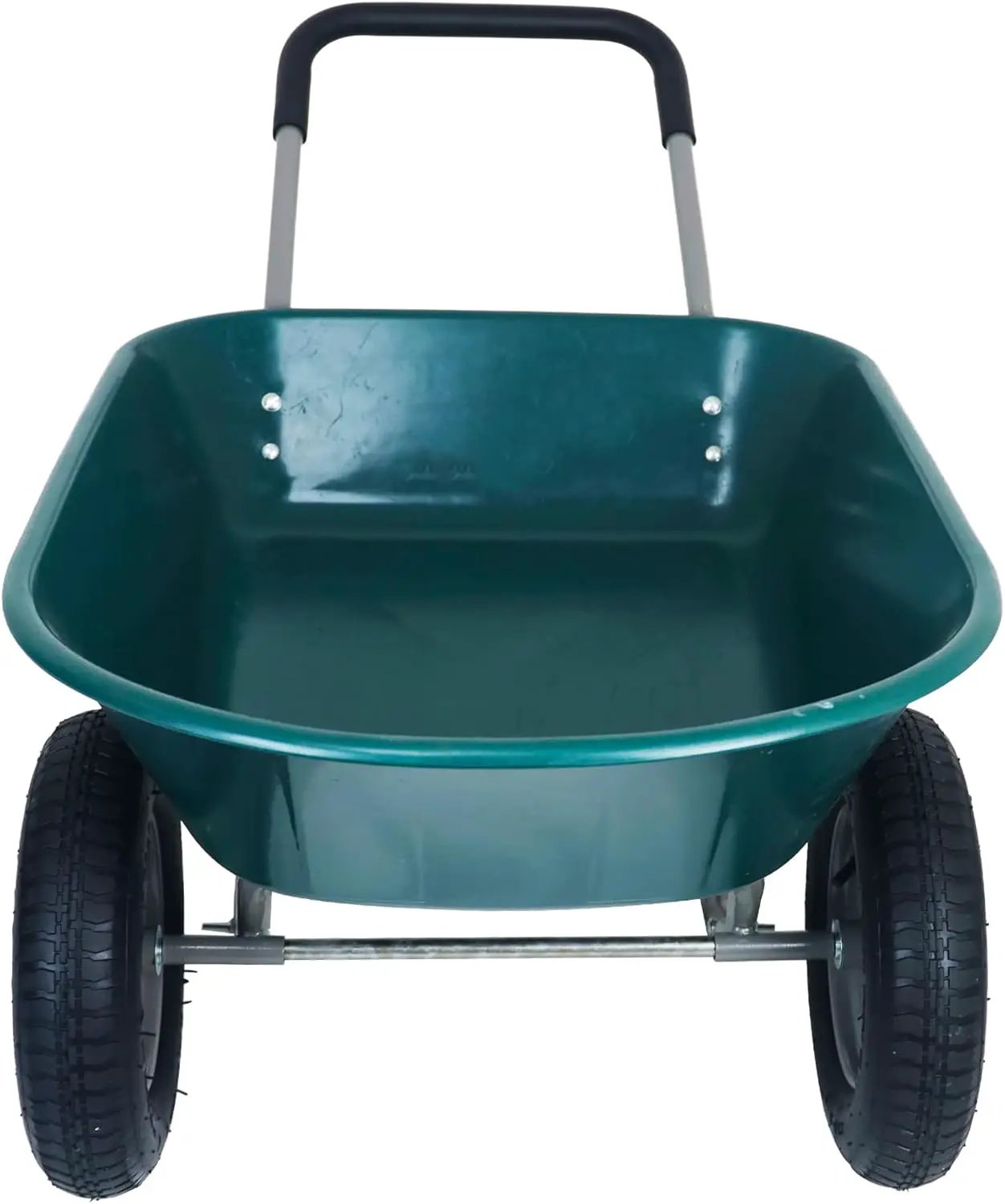 OLIXIS 2-Wheel Barrel Heavy-Duty Garden Wheelbarrow Cart with Pneumatic Tires, 5 Cu Ft Capacity & Built-in Stand – 300 lbs Load, Easy-Grip Handles, Lightweight, Green by GreenHaven Gardens