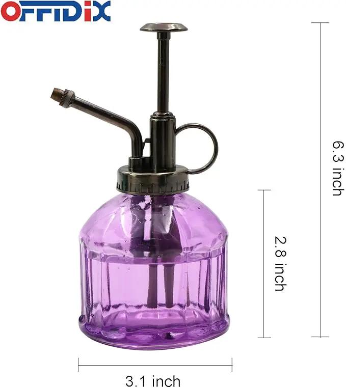 OFFIDIX Glass Watering Spray Bottle,Plant Mister watering can indoor with Bronze Plastic Top Pump, Glass Small Watering Can for Garden, Plants, Cleaning (Purple) by GreenHaven Gardens