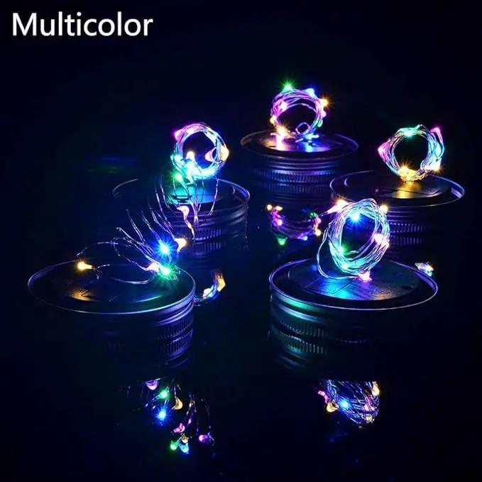 8 Pack Solar Outdoor Fairy Star Firefly Jar Lids Lights,Solar Fairy String Lids Lights（No Jars）,Waterproof Lantern Mason String Solar Lights with Hangers for Regular Mouth Jars by GreenHaven Gardens