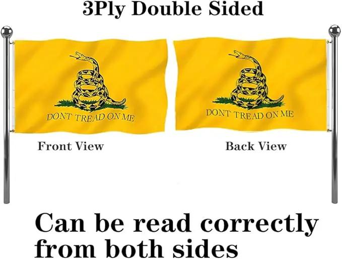 Jayus 340D Embroidered Gadsden Snake Flag 3x5 Outdoor- 2Ply Double Sided Nylon Dont Tread On Me Garden Flags Banners- Libertarian Garden Flag with Vivid Powerful Snake by GreenHaven Gardens