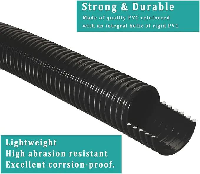 Pond Tubing ID 1/2” × 10ft Black Corrugated Flexible Reinforced Waterfall Pond Tube Sump Pump Hose, Non-toxic & Kinkproof (10 ft, 1/2" ID) by GreenHaven Gardens