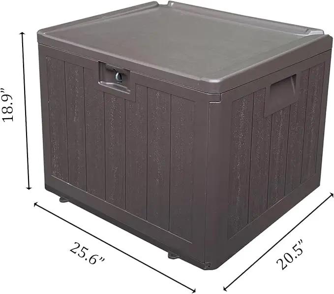 Premium Pro Edition 35 Gallon Lockable Resin Deck Box, Waterproof & UV-Resistant Outdoor Storage Box for Outdoor Storage, Garden Tools & Pool Accessories Storage, Brown by GreenHaven Gardens