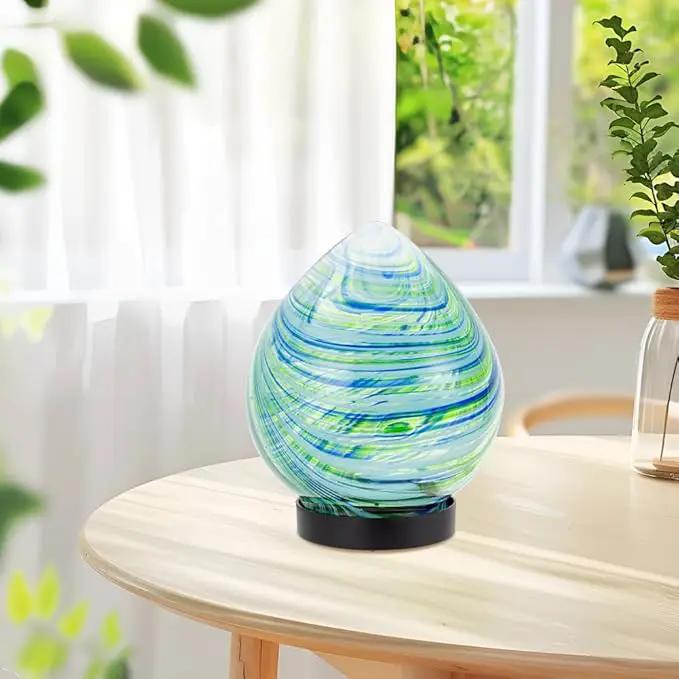 Table Solar Lanterns Outdoor Waterproof LED 6.7" Glass Desktop Decorative Lanterns Solar Globe Lights for Patio Balcony Pathway Porch Gardening Gifts for Women(Green) by GreenHaven Gardens