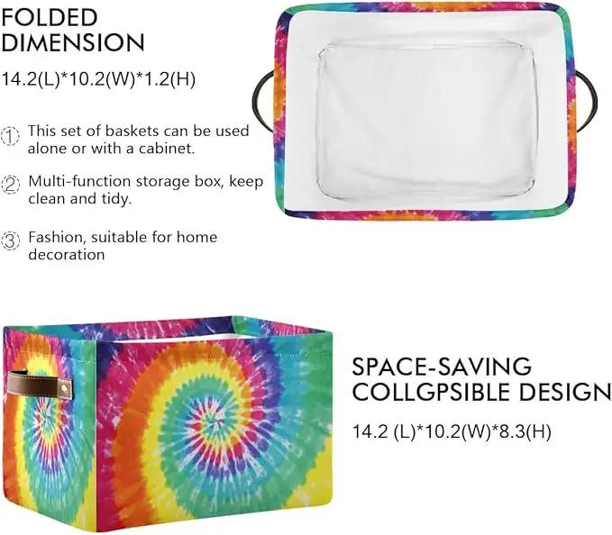 Tie-Dye Rectangular Storage Basket Organizer Bin Shelf Baskets For Clothes Gifts For Home Office Dorm by GreenHaven Gardens
