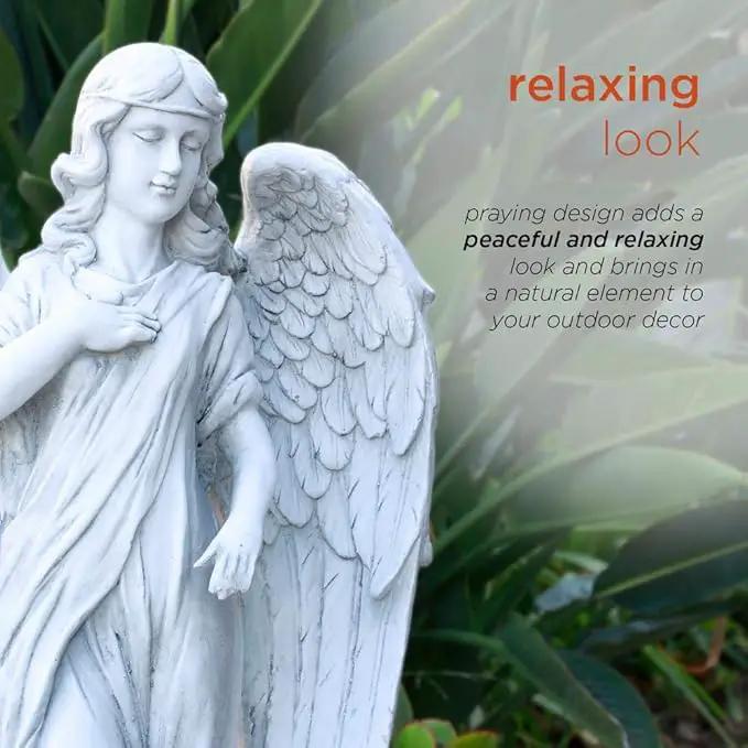 Alpine Corporation 31" Tall Indoor/Outdoor Angel Statue Yard Art Decoration, Light Gray by GreenHaven Gardens