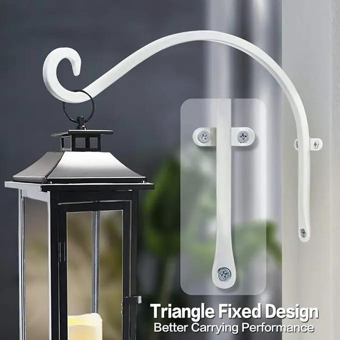 Hanging Plant Brackets Outdoor: 12-Inch Hanging Plant Hangers Wall Hooks - Wall Mount Brackets for Bird Feeder Flower Baskets White by GreenHaven Gardens