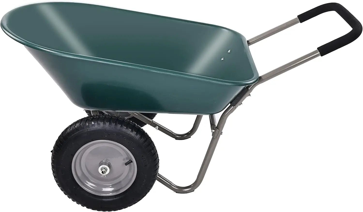 Dual-Wheel Home Garden Yard Utility Wheelbarrow Cart with Built-in Stand by GreenHaven Gardens