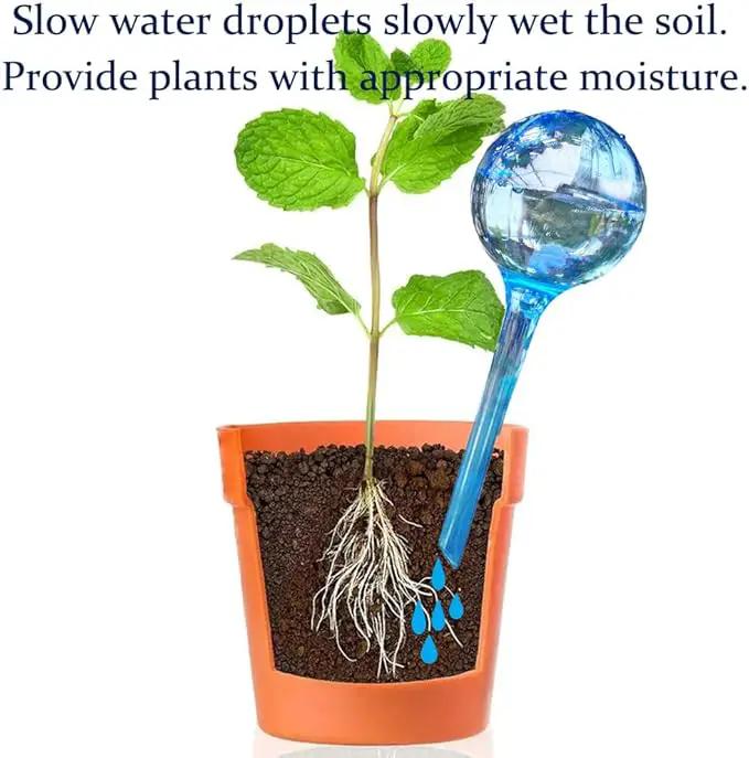 MOONSOUND Small Plant Watering Globes, 6pcs Plastic Plant Watering Devices, Plant Waterer Self Watering Bulbs for Indoor Outdoor Plants by GreenHaven Gardens