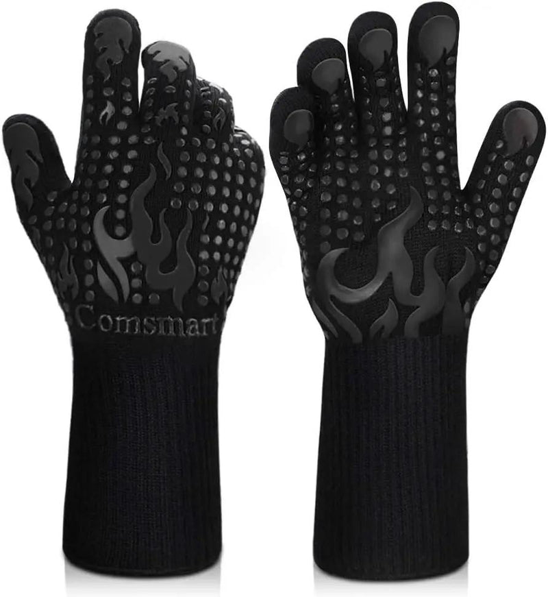 Comsmart BBQ Gloves, 1472 Degree F Heat Resistant Grilling Gloves Silicone Non-Slip Oven Gloves Long Kitchen Gloves for Barbecue, Cooking, Baking, Cutting by GreenHaven Gardens