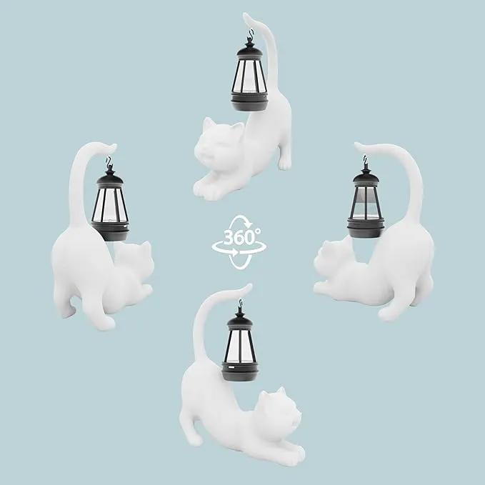 Solar Cat Garden Statue 10 Inch Porch Patio Decor for Outside Yard Decoration Outdoor Unique Housewarming Gardening Birthday Gifts for Cat Lovers Women Grandma by GreenHaven Gardens