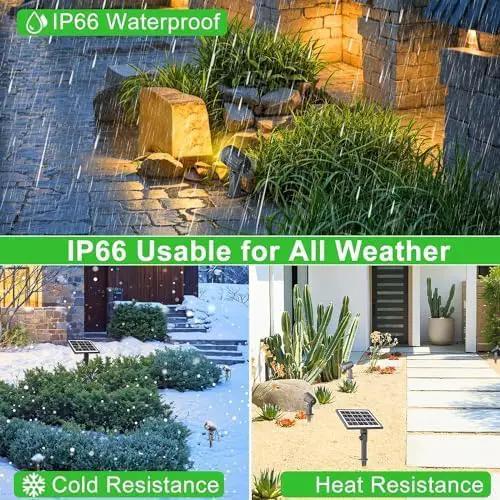 CLY 4-in-1 Solar Spot Lights Outdoor with 14M Cable Solar Powered Landscape Lighting Low Voltage IP66 Waterproof Auto On/Off for Outside Garden Yard Landscape Pathway 2700K Warm White by GreenHaven Gardens