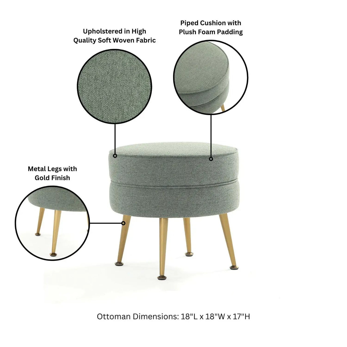 Bailey - Upholstered Accent Ottoman by HouseOfZazla