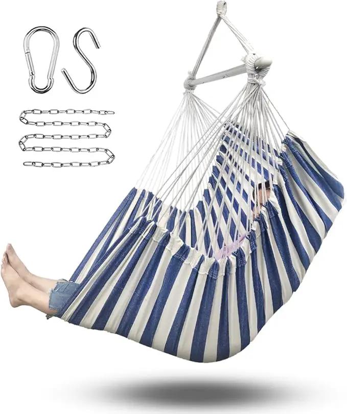 ADVOKAIR Hammock Chair Hanging Chair Rope Swing XXL - Max 500lbs, 70in Large Hammock Swing Chair -Portable Steel Spreader Bar with Anti-Slip Rings-Roomy & Strong by GreenHaven Gardens