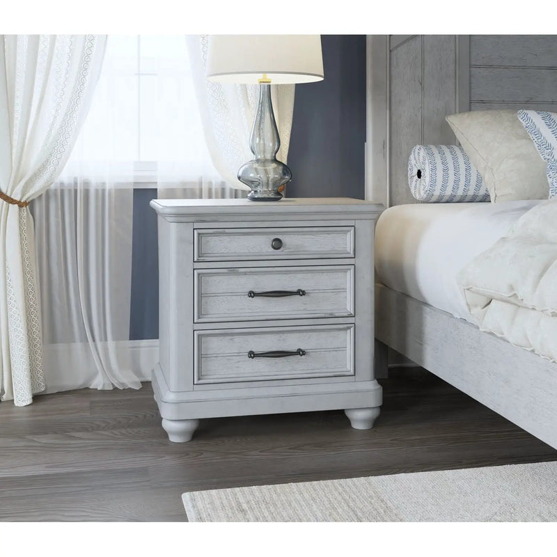 3 Drawer Nightstand With USB - Gray - Wood by Unique Piece Furniture