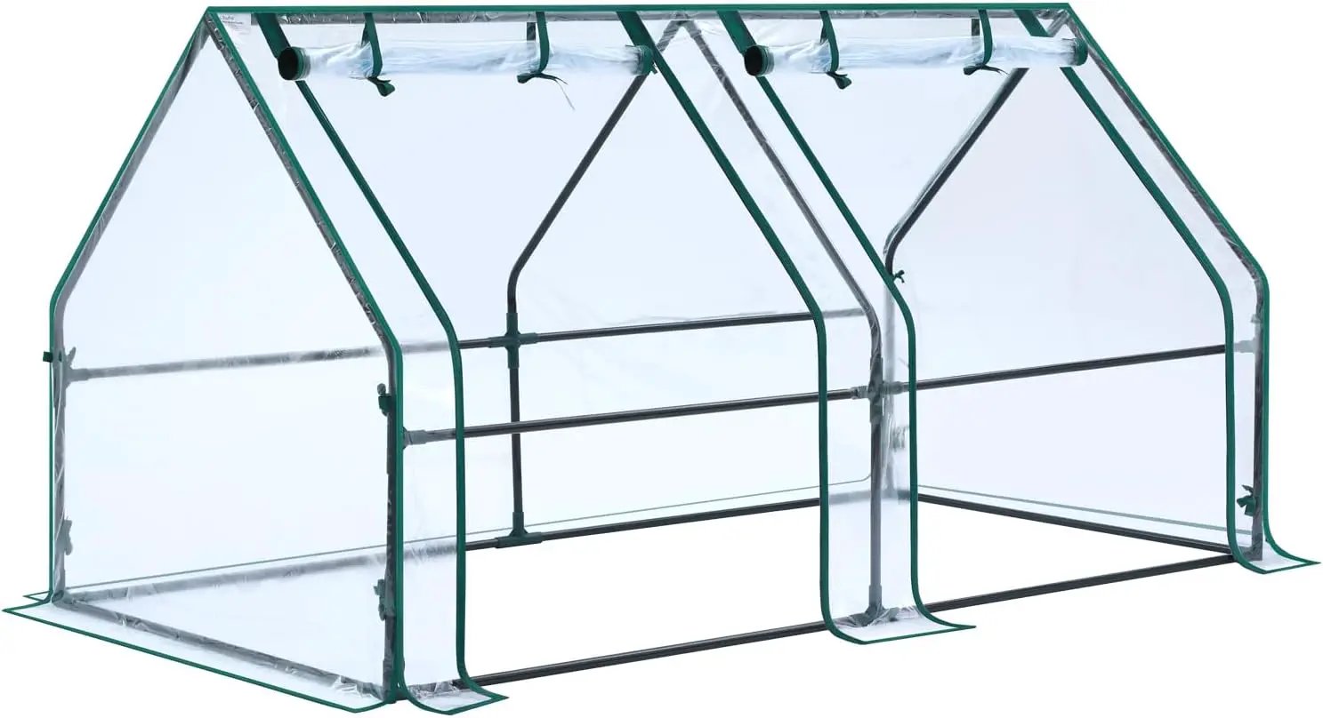 Ohuhu Portable Mini Greenhouse, 71"x36"x36" Greenhouses for Outdoors with Dual Large Zipper Doors & Ground Stakes, Waterproof & UV Protected Plastic Green House for Outside Garden Patio Transparent by GreenHaven Gardens