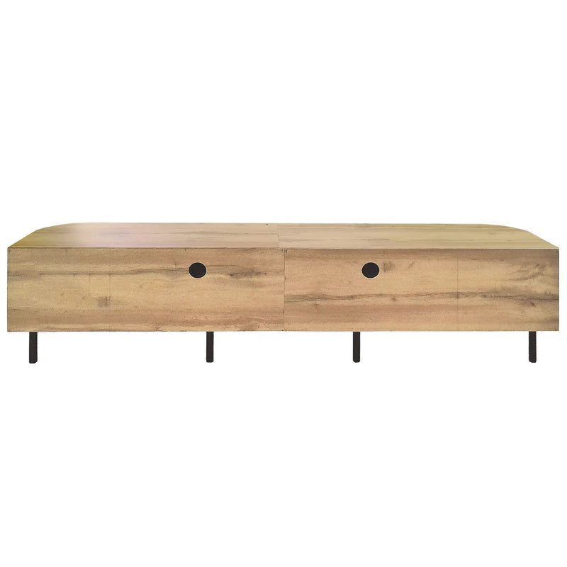 70" TV Stand With Doors, Construction For TVs Up To 80" - Natural Wood by HouseOfZazla