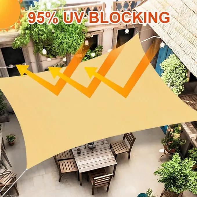 Amagenix Outdoor Sun Shade Canopy, 13X20 FT Sand UV-Blocking Awning for Patio, Garden & Backyard - Custom Size by GreenHaven Gardens