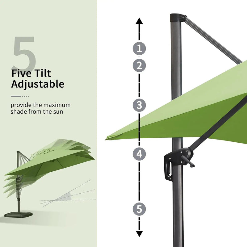 PURPLE LEAF 10' X 13' Patio Umbrella Outdoor Cantilever Rectangle Umbrella Aluminum Offset Umbrella with 360-degree Rotation for Garden Deck Pool Patio Apple Green by GreenHaven Gardens