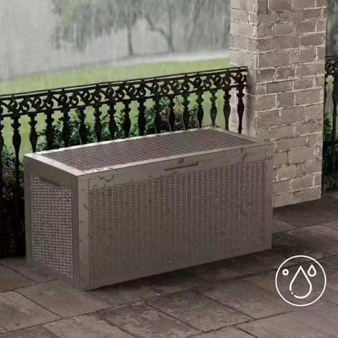 100 Gallon Outdoor Storage Box Waterproof Lockable Resin Deck Box Large, Patio Storage Bin for Pool Accessories Cushion Furniture, Garden Tools, UV-Resistant Outside Delivery Grey by GreenHaven Gardens