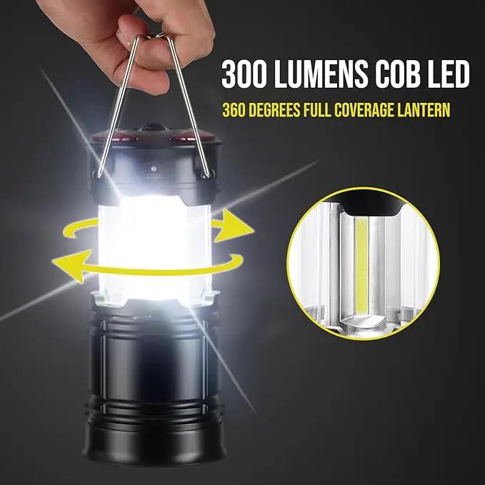 Lichamp 4 Pack Camping Lanterns Rechargeable and Battery Powered, Dual Power Source and 4 Mode Lantern Flashlight COB Camp Light for Power Outages, Camping Supplies and Home Hurricane Supplies, E4BK by GreenHaven Gardens