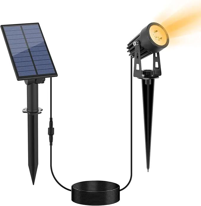 APONUO Metal Solar Spot Lights Outdoor with 9.8ft Cable Solar Powered Landscape Lighting Low Voltage IP65 Waterproof Auto On/Off for Outside Garden Yard Landscape Pathway Garage-Warm White(1-in-1) by GreenHaven Gardens