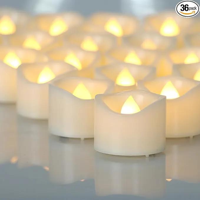 CANDLE CHOICE Battery Operated Flameless Tea Lights Bright Flickering LED Tealight Votive Candles for Wedding Party Table Centerpieces Halloween Christmas Decorations Batteries Incl Warm White 36 Pack by GreenHaven Gardens