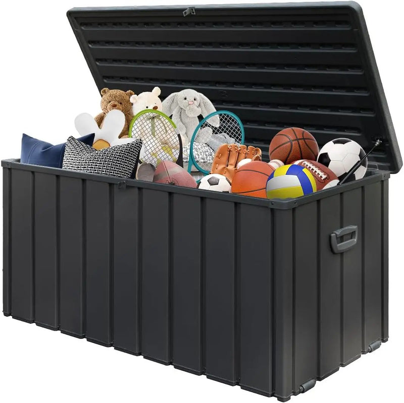 Domi 120-Gallon Outdoor Storage Box – Waterproof, Lockable Storage Cabinet with Resin Lid for Patio Furniture, Garden Tools & Pool Supplies – Large Metal Storage for Cushions, Toys & More by GreenHaven Gardens
