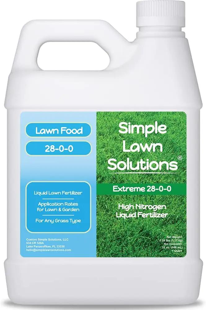 Maximum Green & Growth- High Nitrogen 28-0-0 NPK- Lawn Food Quality Liquid Fertilizer- Spring & Summer- Any Grass Type- Simple Lawn Solutions - Concentrated Quick & Slow Release Blend (1 Quart) by GreenHaven Gardens