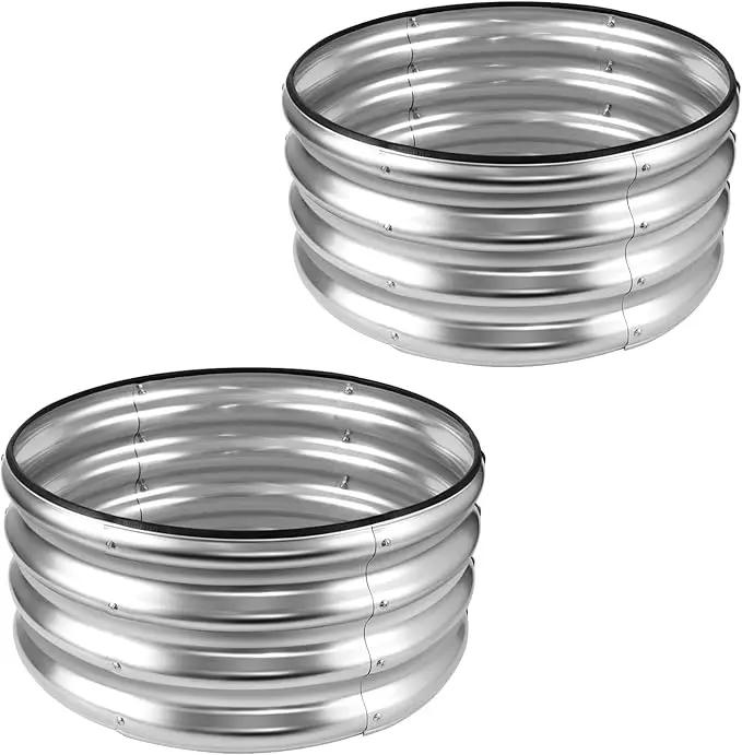 JERIA Raised Garden Bed,Galvanized Raised 2 PCS 2×2×1ft Planter Boxes Outdoor with Easy Assembly, Round Garden Bed for Vegetables, Fruits, Flowers by GreenHaven Gardens