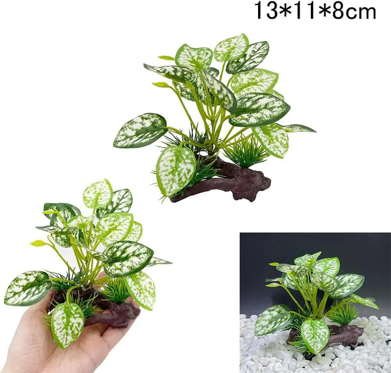 Smoothedo-Pets Fish Tank Decoration Aquarium Decoration 3 Pieces Ornament Betta Silk Leaf Cushion Hammock Artificial Driftwood Cave Goldfish Bowl Accessories (Mixed Leaf Set-G) by GreenHaven Gardens