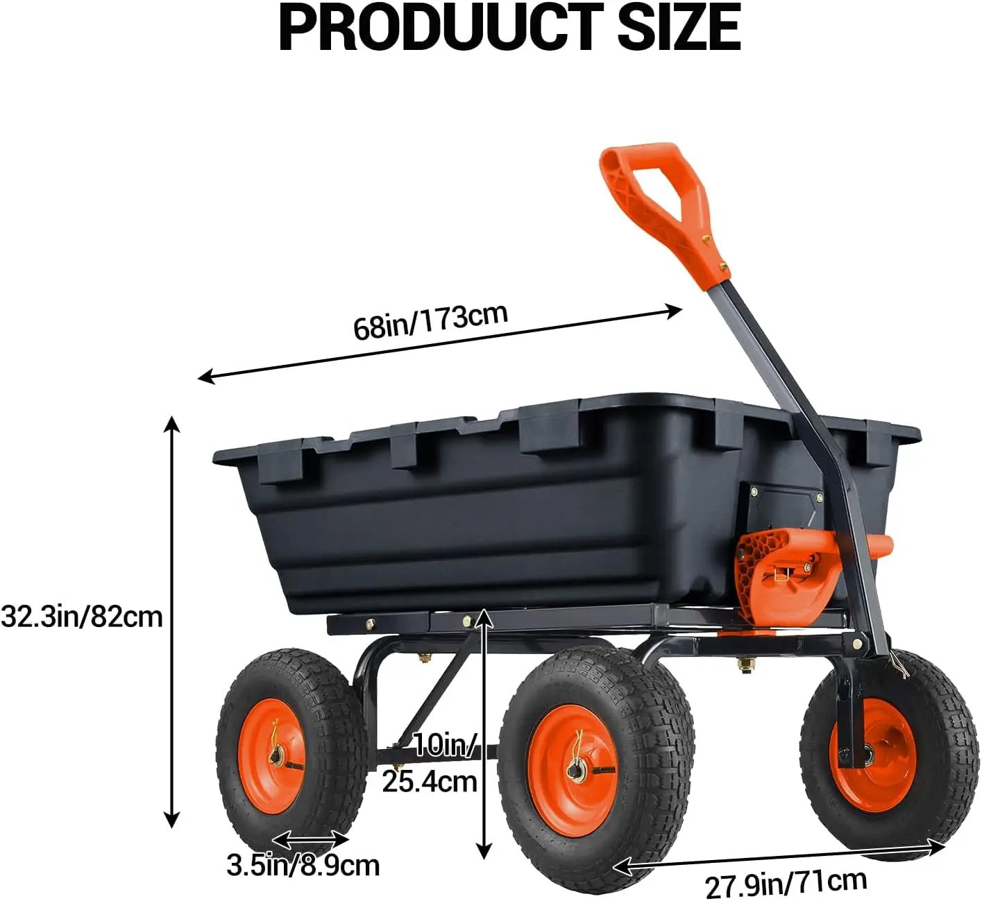 Garvee 800 lbs Poly Garden Dump Cart, Heavy-Duty Wheelbarrow with 10-Inch Tires, 180° Rotating Handle, Steel Frame and Quick Release System Garden Dump Cart for Soil Plants Gardening Tools Wood by GreenHaven Gardens