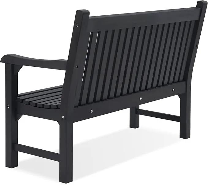 Psilvam Garden Bench, 2-Person Poly Lumber Patio Bench, All-Weather Outdoor Bench That Never Rot, Memorial Bench, Suit for Garden, Porch and Park (Black) by GreenHaven Gardens
