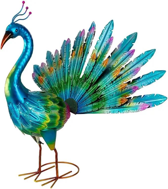 VEWOGARDEN Peacock Outdoor Statues Metal Peacock Tail Spread Garden Sculptures & Statues for Yard Lawn Patio Pool Outside Decorations, Blue by GreenHaven Gardens