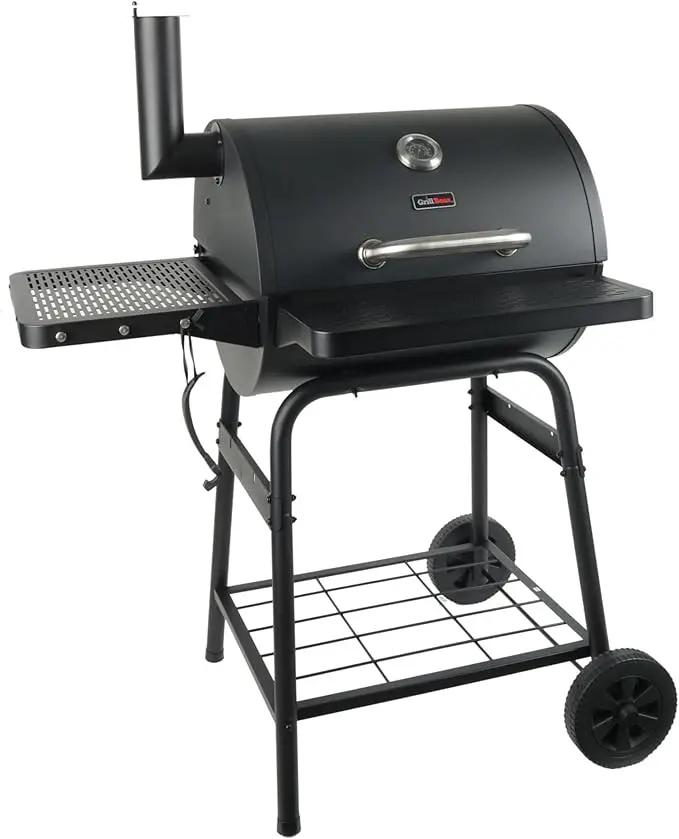 Grill Boss 23 Inch Charcoal Barrel Grill with Adjustable Grate, Large Cooking Area, Black by GreenHaven Gardens