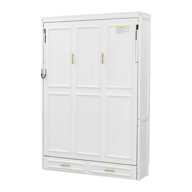 Full Size Murphy Bed With 2 Drawers - Beige by HouseOfZazla