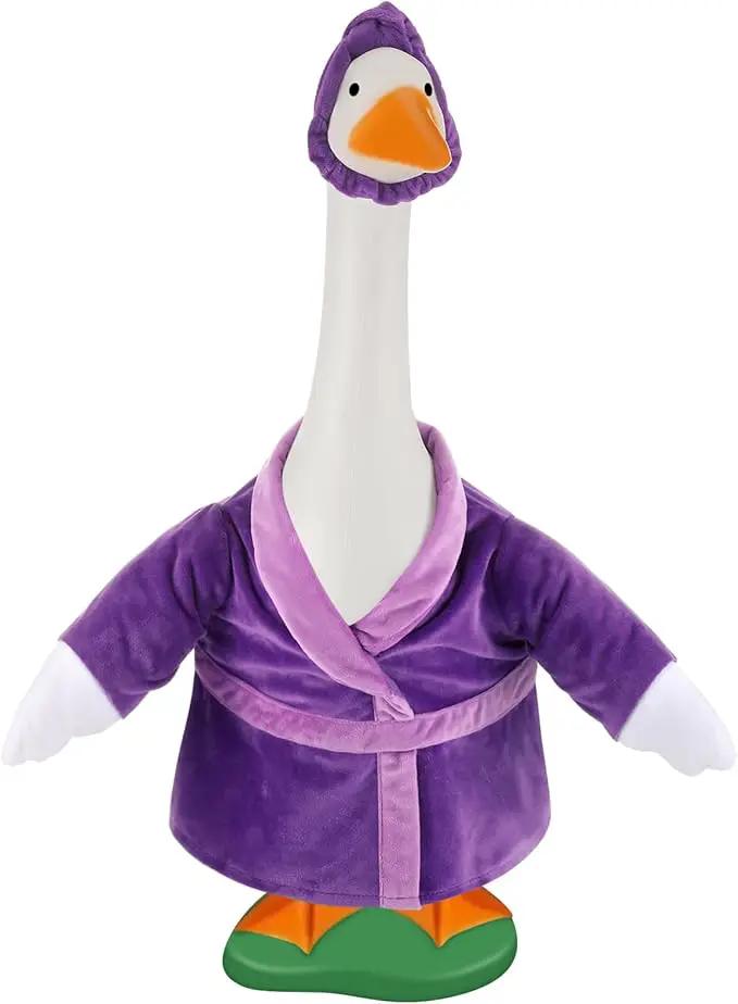 Christmas Lady Goose Outfit Bathrobe Porch Clothes for 23'' Cement Goose Outdoor Garden Yard Patio Statue Halloween Costume Decoration(Purple) by GreenHaven Gardens