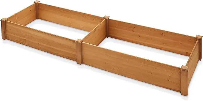 Casafield Outdoor Raised Garden Bed - Wooden Planter Box for Vegetables, Grass, Lawn, and Yard - 96 x 28 x 10, Natural by GreenHaven Gardens